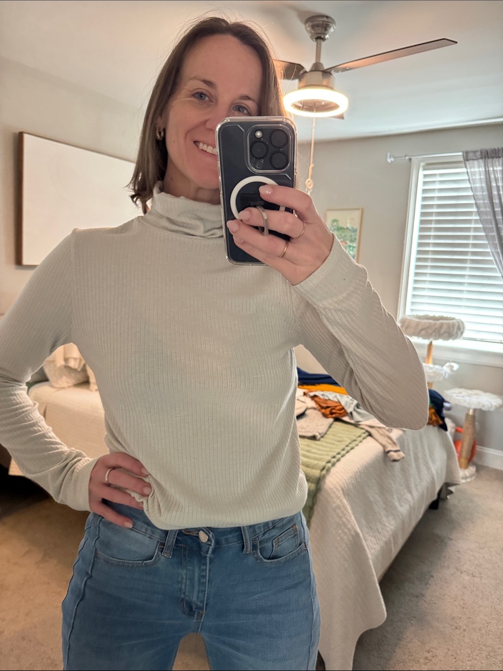 Madewell Cream Ribbed Turtleneck Sweater
